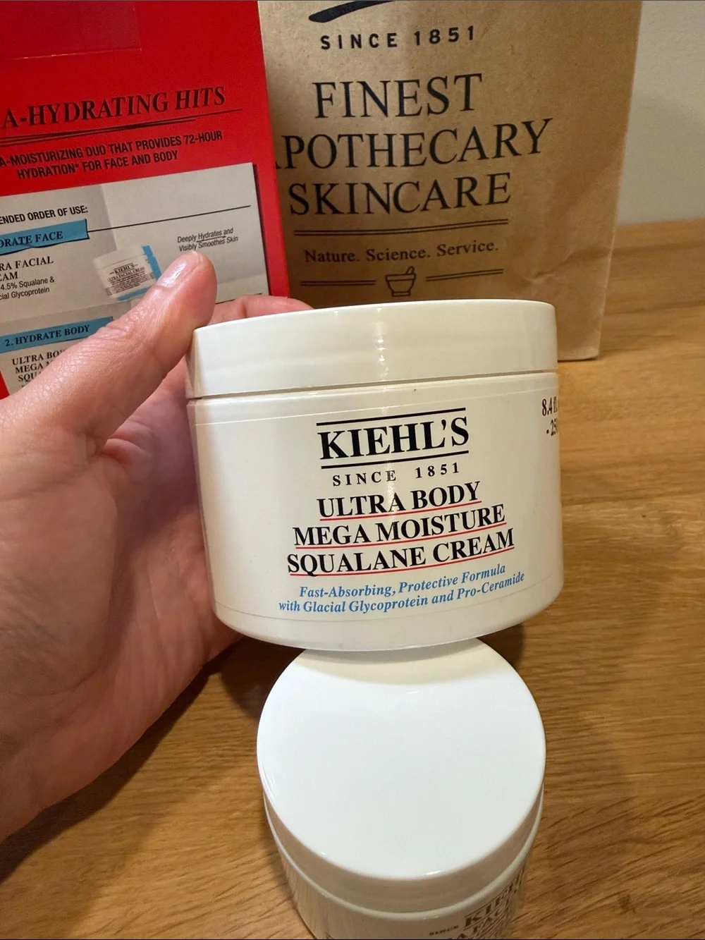 New Kiehl’s Ultra Hydrating Hits Gift Set Face & Body Cream Duo Full Size + Bag